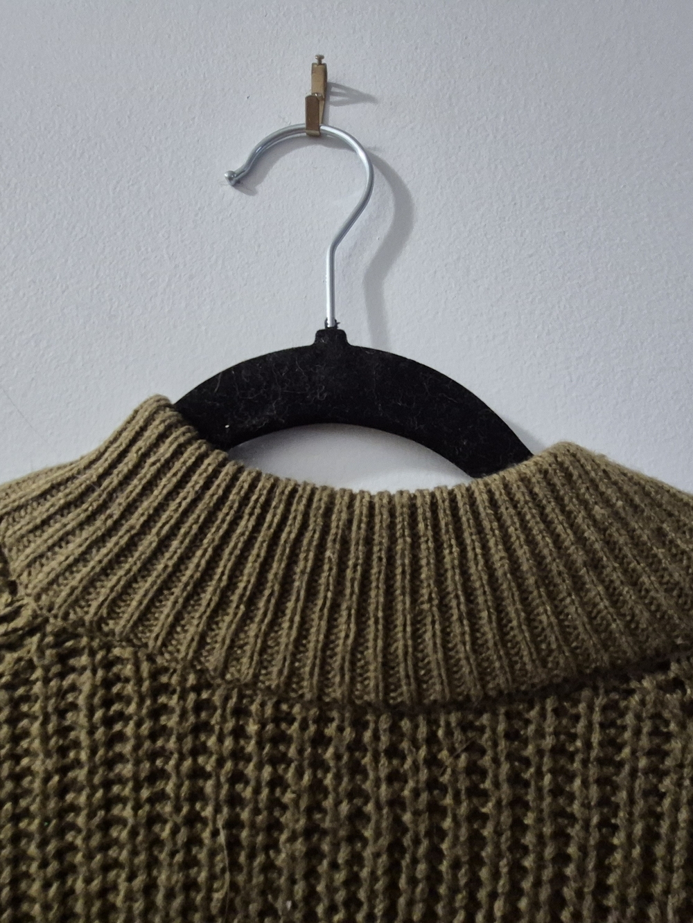 Olive Green Ribbed Knit Sweater - Women - Picture 2 of 4